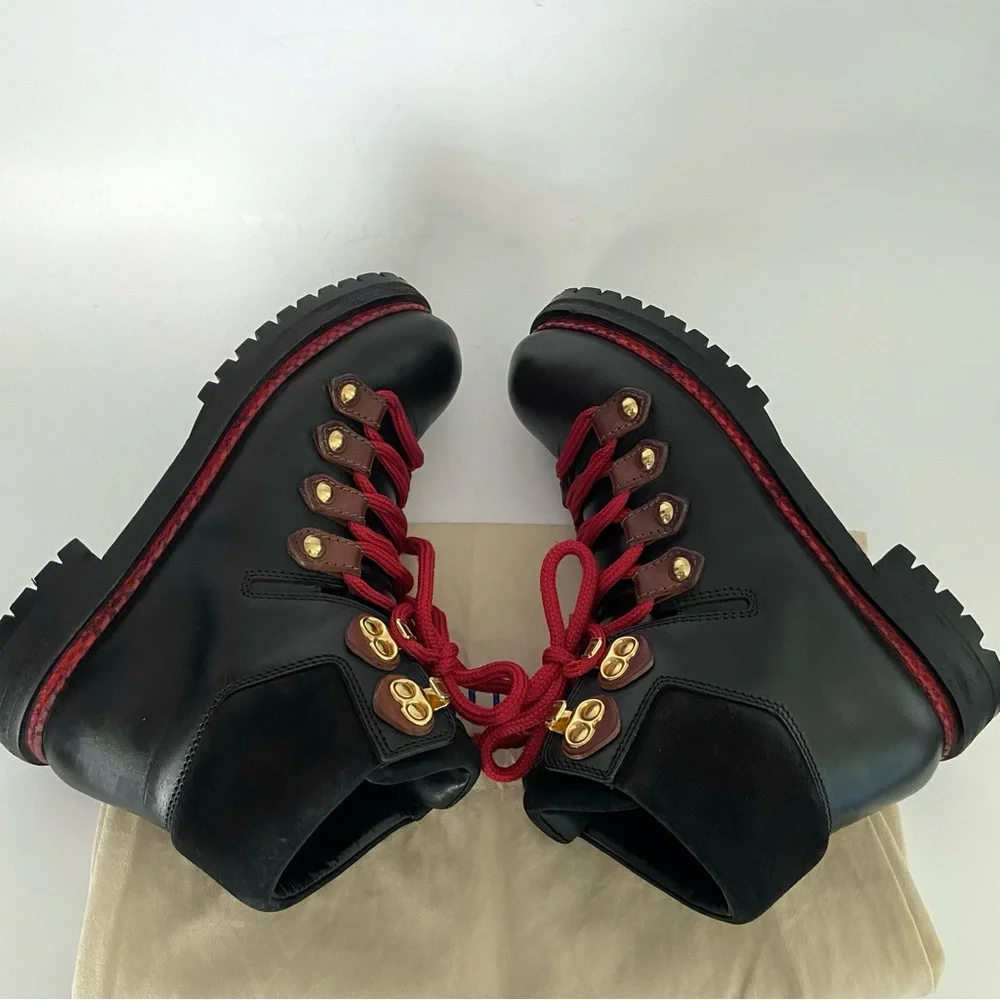 LOUIS VUITTON Leather Lace Up Combat Boots Ankle Booties - Picture 5 of 16